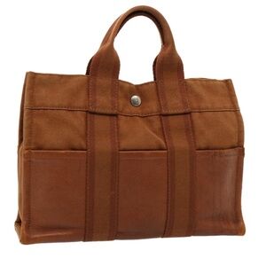 HERMES Fourre Tout PM Hand Bag Canvas Brown